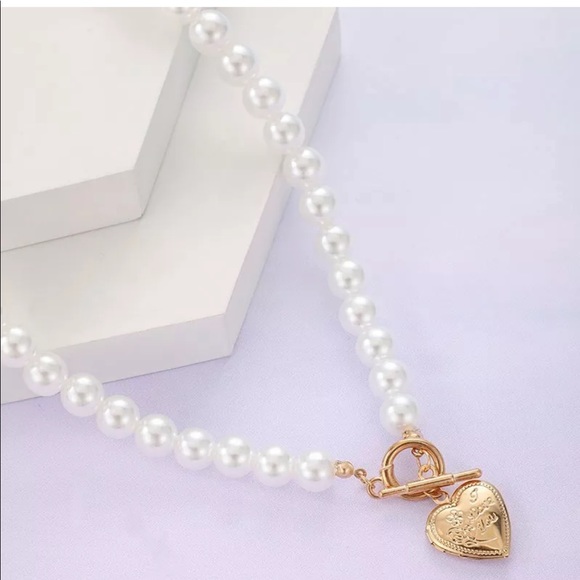 New Boho Pearls Choker Gold Color Heart Pendant N - Picture 5 of 10